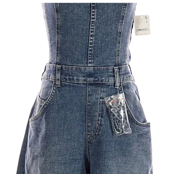 NWT Free People We The Free Je Suis Pret Barrel Jumpsuit Denim $148 - Picture 7 of 15